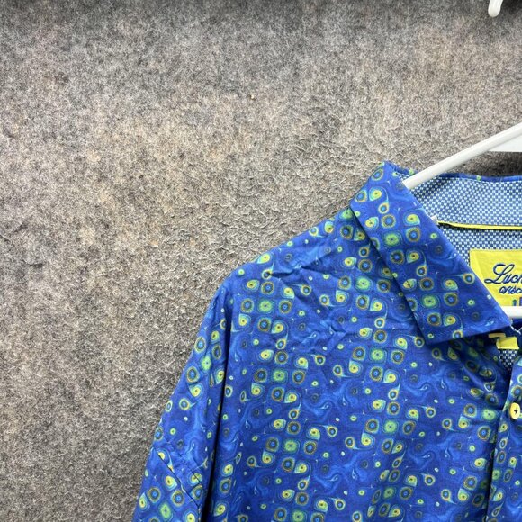 Luchiano Visconti Shirt Mens 3XL Blue Geometric Print Button Front Cotton - Picture 9 of 10